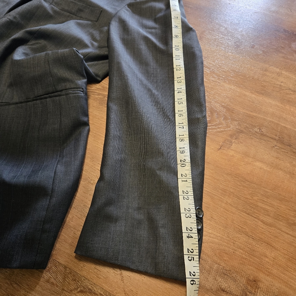 Pronto Uomo Firenzi  Gray Wool Sport Coat Made In Italy Super 100 Zignone 44L - Picture 6 of 9